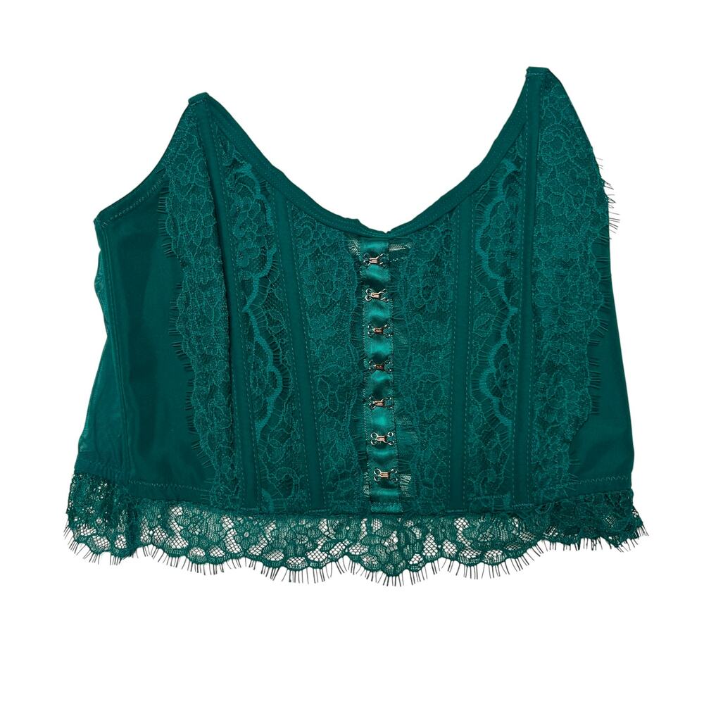 Victoria's Secret Dream Angels Lace Corset Strapless Corset Top Spruce Green XS
